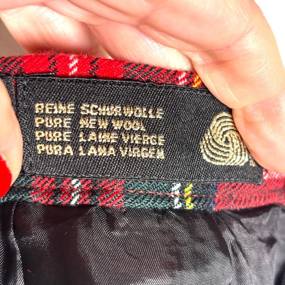 Escada Red and Black Tartan A-Line Skirt